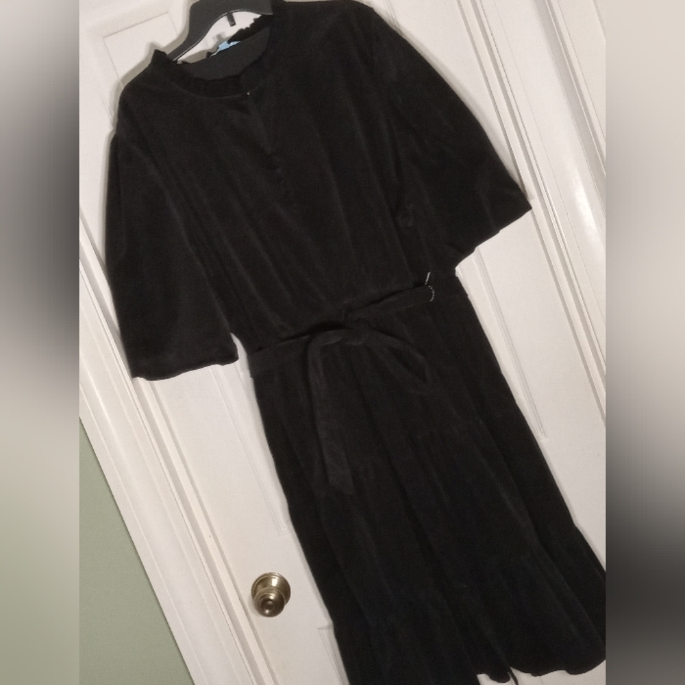 Draper James Black Midi Dress with Waist Tie
